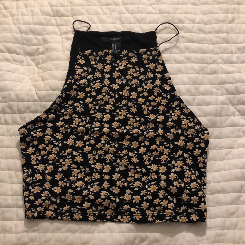 Forever 21 high-neck floral crop top